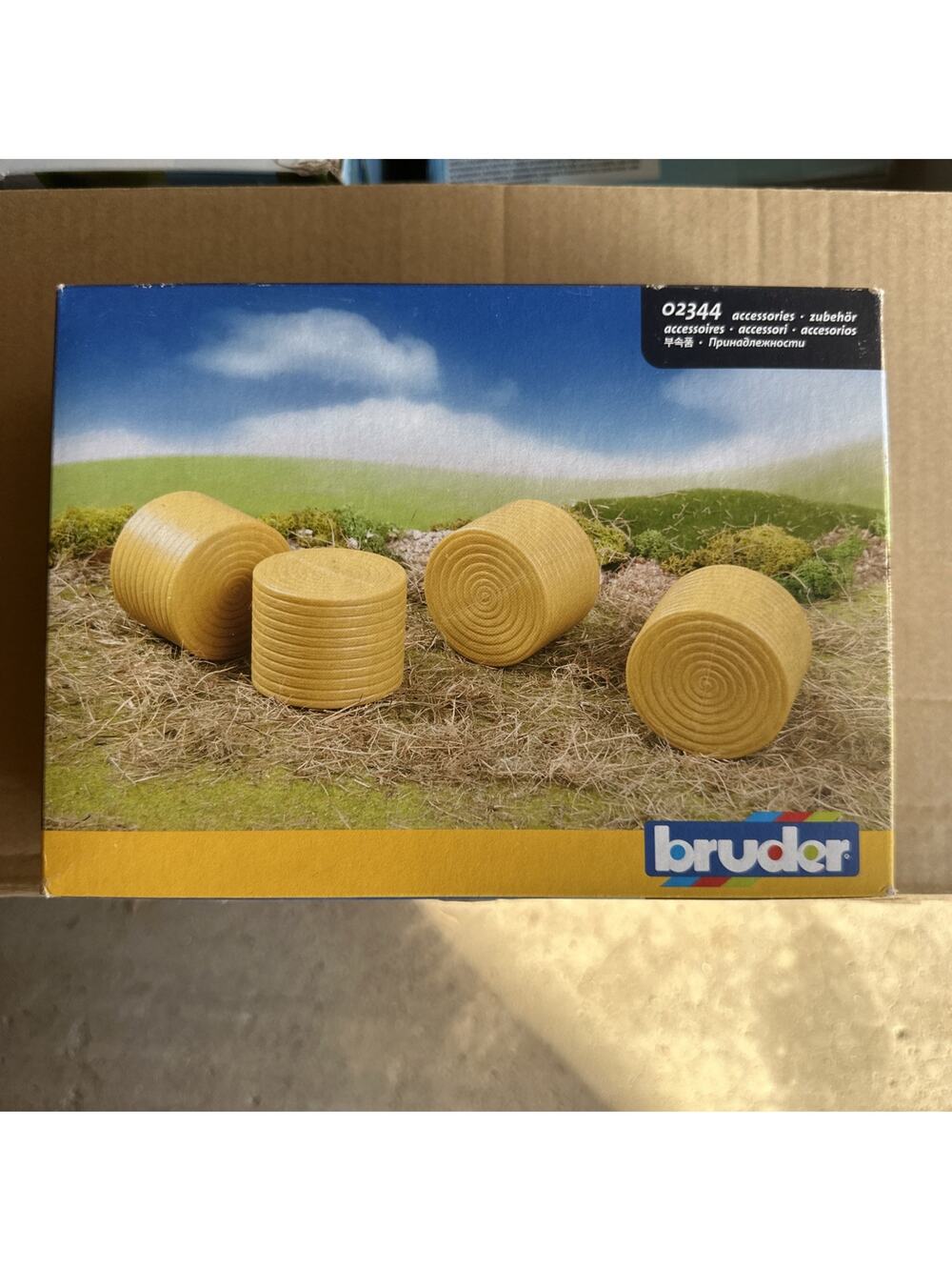 Bruder #02344 | 4 Round Hay Bales Unwrapped Farm Toy Accessory Set | New Sealed
